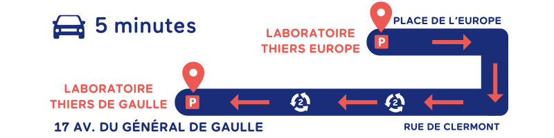 plan, carte décrivant la distance entre les deux laboratoires